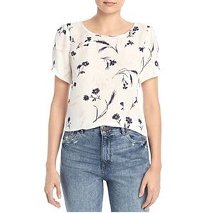 Joie Wira floral 100% Silk top blouse. Short tulip sleeve. Womens Size S